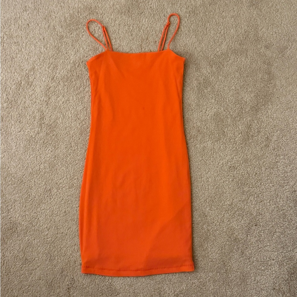 Garage Orange Bodycon Midi Dress Spaghetti Strap